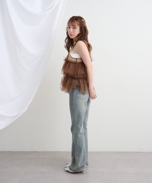 RAY CASSIN（レイカズン）の「チュールティアードキャミ（その他トップス・レディース・ベージュ/ブラウン/ホワイト・FREE）」の16枚目の写真