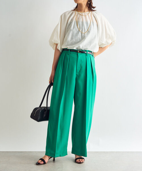 un dix cors（アンディコール）の「《一枚でサマになる》バルーンスリーブブラウス（シャツ/ブラウス・レディース・サックスブルー/ブラック/オフホワイト・FREE）」の4枚目の写真