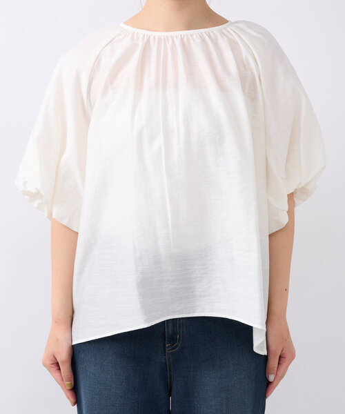 un dix cors（アンディコール）の「《一枚でサマになる》バルーンスリーブブラウス（シャツ/ブラウス・レディース・サックスブルー/ブラック/オフホワイト・FREE）」の6枚目の写真