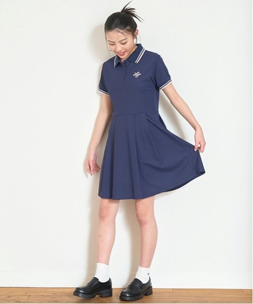 LOVETOXIC(ラブトキシック)の「半袖ポロワンピース(ワンピース・キッズ・ブラック/オフホワイト/ネイビー・M:150cm/S:140cm/L:160cm)」の3枚目の写真