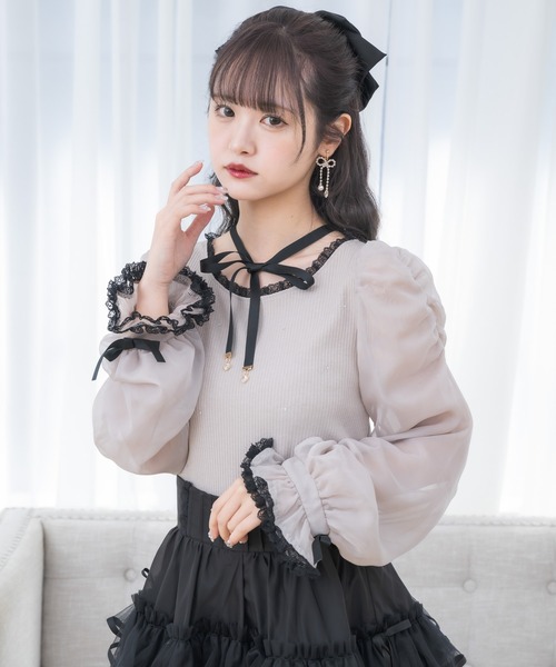 couture BY ROJITA（クチュールバイロジータ）の「ネックレスチョーカー付きテレコトップス（Tシャツ/カットソー・レディース・ピンクベージュ/ブラック/ホワイト・FREE）」の3枚目の写真