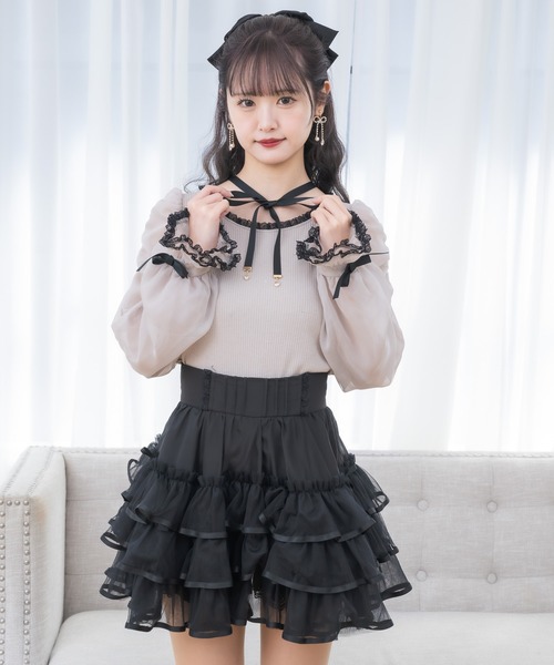 couture BY ROJITA（クチュールバイロジータ）の「ネックレスチョーカー付きテレコトップス（Tシャツ/カットソー・レディース・ピンクベージュ/ブラック/ホワイト・FREE）」の5枚目の写真