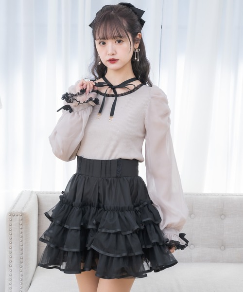 couture BY ROJITA（クチュールバイロジータ）の「ネックレスチョーカー付きテレコトップス（Tシャツ/カットソー・レディース・ピンクベージュ/ブラック/ホワイト・FREE）」の6枚目の写真