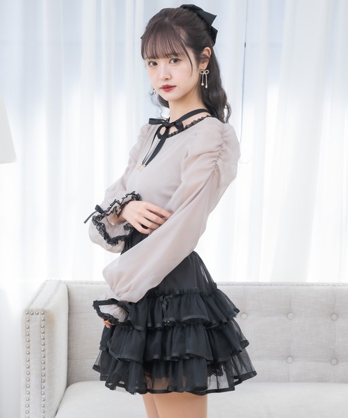 couture BY ROJITA（クチュールバイロジータ）の「ネックレスチョーカー付きテレコトップス（Tシャツ/カットソー・レディース・ピンクベージュ/ブラック/ホワイト・FREE）」の7枚目の写真