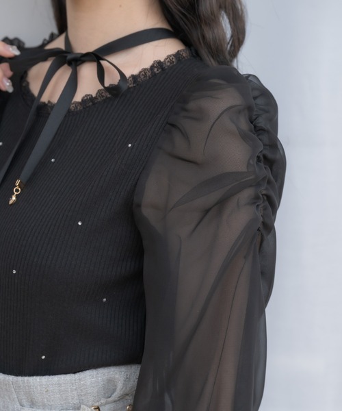 couture BY ROJITA（クチュールバイロジータ）の「ネックレスチョーカー付きテレコトップス（Tシャツ/カットソー・レディース・ピンクベージュ/ブラック/ホワイト・FREE）」の13枚目の写真