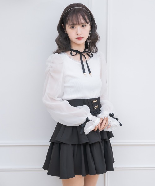 couture BY ROJITA（クチュールバイロジータ）の「ネックレスチョーカー付きテレコトップス（Tシャツ/カットソー・レディース・ピンクベージュ/ブラック/ホワイト・FREE）」の9枚目の写真