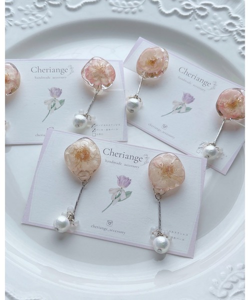 tone(トーン)の「【Cheriange】ミニローズ耳飾り ピアス(MA)(ピアス(両耳用)・レディース・ピンク・FREE)」の4枚目の写真