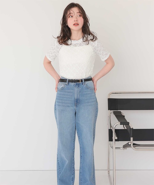 titivate(ティティベイト)の「ハーフスリーブレーストップス(Tシャツ/カットソー・レディース・アイボリー/オフホワイト/ブラック・S/L/M)」の8枚目の写真
