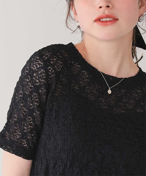 titivate(ティティベイト)の「ハーフスリーブレーストップス(Tシャツ/カットソー・レディース・アイボリー/オフホワイト/ブラック・S/L/M)」の6枚目の写真