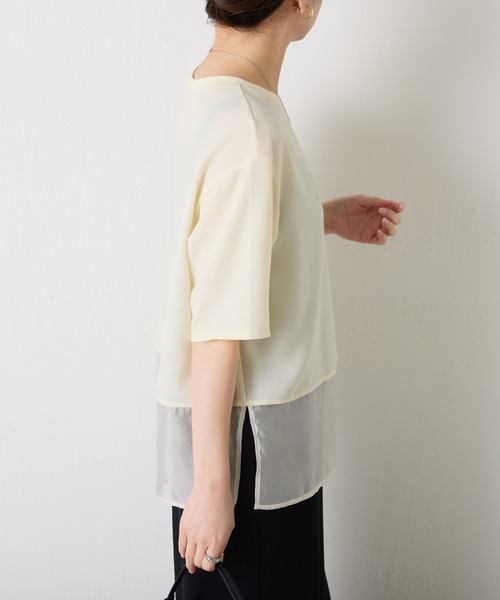 セール】裾シアーロゴハーフスリーブTシャツ（Tシャツ