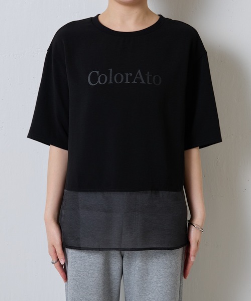 セール】裾シアーロゴハーフスリーブTシャツ（Tシャツ