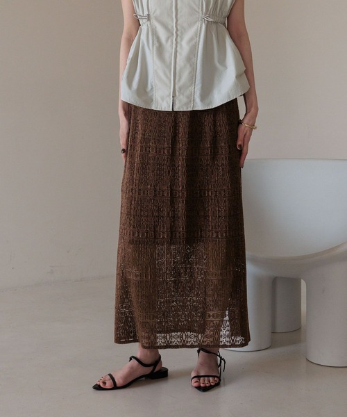 LOWRYS FARM（ローリーズファーム）の「カットレースタイトスカート　327059（スカート・レディース・ブラック/ブラウン/グリーン/アイボリー・FREE）」の3枚目の写真