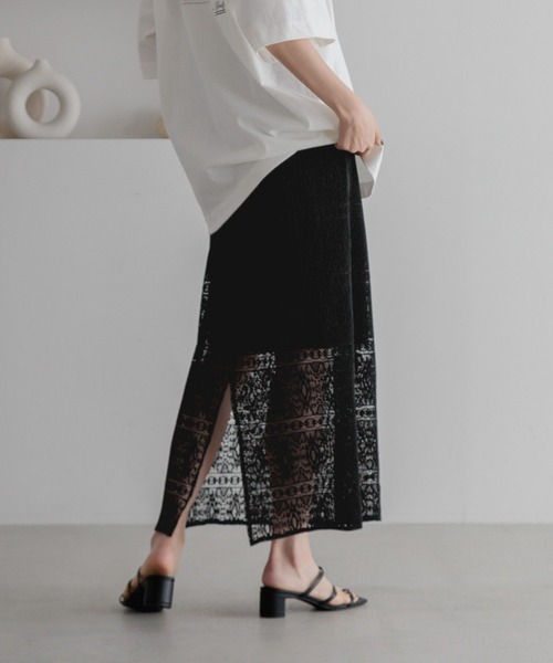 LOWRYS FARM（ローリーズファーム）の「カットレースタイトスカート　327059（スカート・レディース・ブラック/ブラウン/グリーン/アイボリー・FREE）」の12枚目の写真