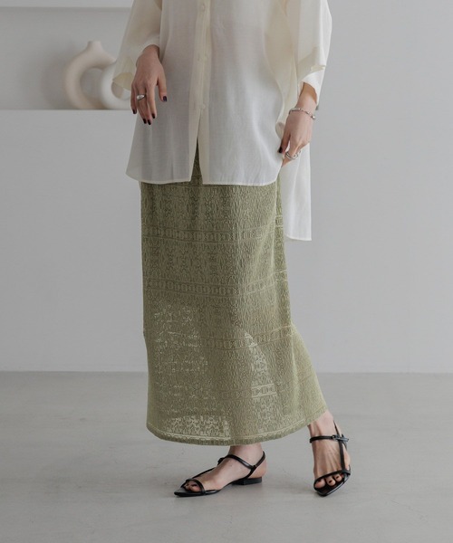 LOWRYS FARM（ローリーズファーム）の「カットレースタイトスカート　327059（スカート・レディース・ブラック/ブラウン/グリーン/アイボリー・FREE）」の7枚目の写真