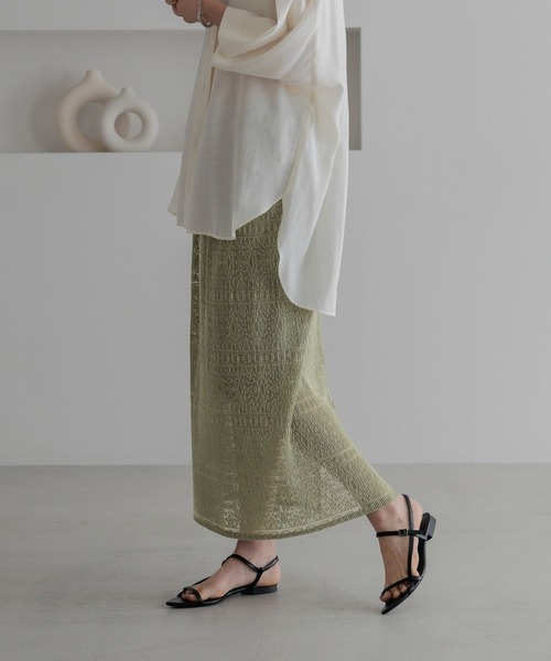 LOWRYS FARM（ローリーズファーム）の「カットレースタイトスカート　327059（スカート・レディース・ブラック/ブラウン/グリーン/アイボリー・FREE）」の6枚目の写真