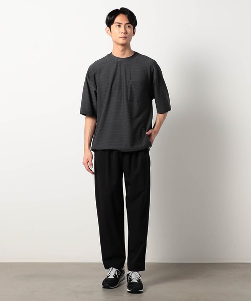 Grand PARK（グランドパーク）の「ジャガードメッシュTシャツ（Tシャツ/カットソー・メンズ・ブラック/チャコールグレー・MEDIUM/LARGE）」の3枚目の写真