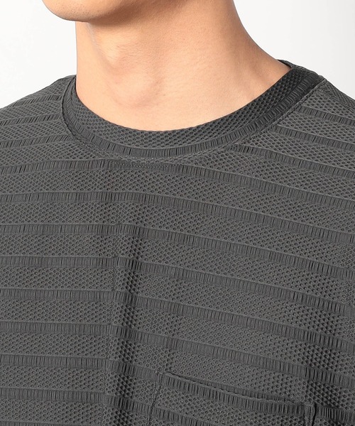 Grand PARK（グランドパーク）の「ジャガードメッシュTシャツ（Tシャツ/カットソー・メンズ・ブラック/チャコールグレー・MEDIUM/LARGE）」の6枚目の写真