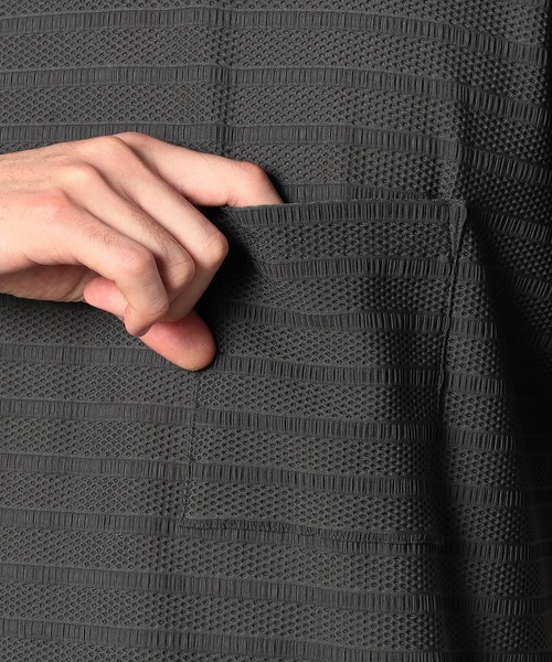 Grand PARK（グランドパーク）の「ジャガードメッシュTシャツ（Tシャツ/カットソー・メンズ・ブラック/チャコールグレー・MEDIUM/LARGE）」の7枚目の写真