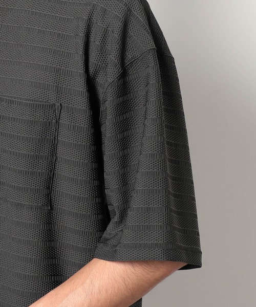Grand PARK（グランドパーク）の「ジャガードメッシュTシャツ（Tシャツ/カットソー・メンズ・ブラック/チャコールグレー・MEDIUM/LARGE）」の9枚目の写真