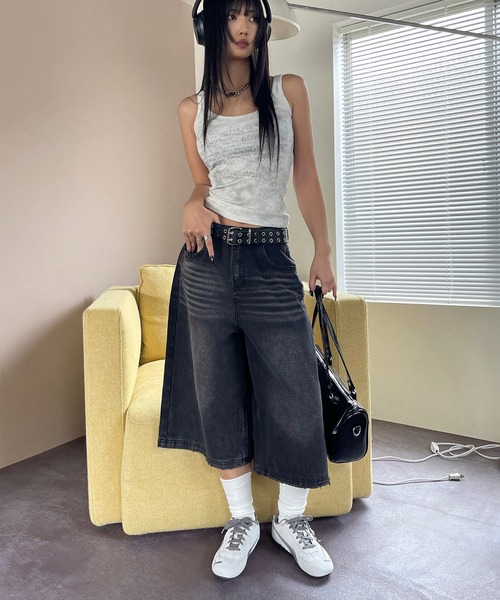 セール】Cropped wide baggy denim pants / ワイドバギー デニム