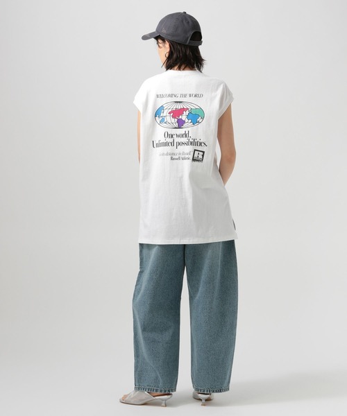 Russell Athletic（ラッセルアスレティック）の「【RUSSELL ATHLETIC (ラッセルアスレティック）】別注バックプリントノースリーブT（Tシャツ/カットソー・レディース・ライトグリーン/オフホワイト/チャコール・FREE）」の20枚目の写真