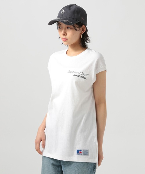 Russell Athletic（ラッセルアスレティック）の「【RUSSELL ATHLETIC (ラッセルアスレティック）】別注バックプリントノースリーブT（Tシャツ/カットソー・レディース・ライトグリーン/オフホワイト/チャコール・FREE）」の21枚目の写真