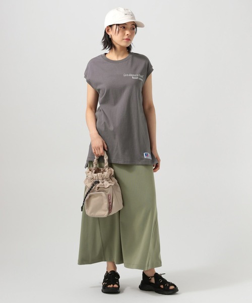 Russell Athletic（ラッセルアスレティック）の「【RUSSELL ATHLETIC (ラッセルアスレティック）】別注バックプリントノースリーブT（Tシャツ/カットソー・レディース・ライトグリーン/オフホワイト/チャコール・FREE）」の22枚目の写真