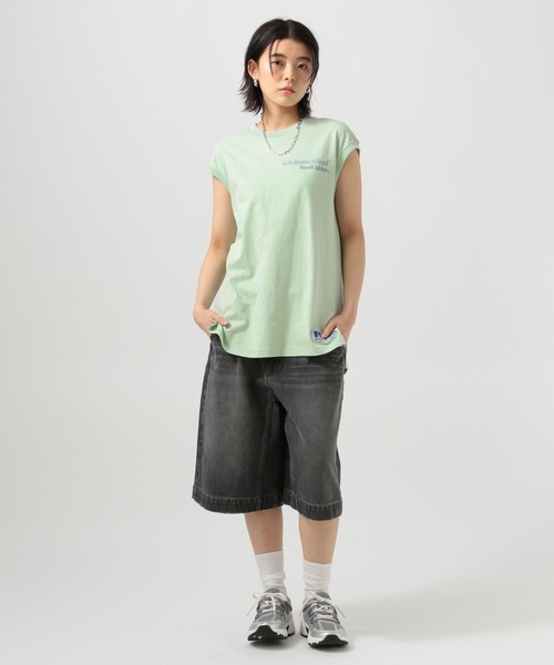 Russell Athletic（ラッセルアスレティック）の「【RUSSELL ATHLETIC (ラッセルアスレティック）】別注バックプリントノースリーブT（Tシャツ/カットソー・レディース・ライトグリーン/オフホワイト/チャコール・FREE）」の6枚目の写真