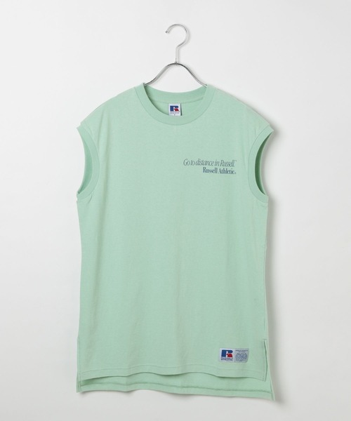 Russell Athletic（ラッセルアスレティック）の「【RUSSELL ATHLETIC (ラッセルアスレティック）】別注バックプリントノースリーブT（Tシャツ/カットソー・レディース・ライトグリーン/オフホワイト/チャコール・FREE）」の13枚目の写真