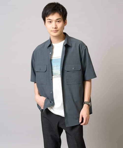 a.v.v（アーヴェヴェ）の「【速乾/イージーケア】Wポケットシャツ【夏リライト】（シャツ/ブラウス・メンズ・チャコールグレー/ネイビー/カーキ・50/48/46）」の14枚目の写真
