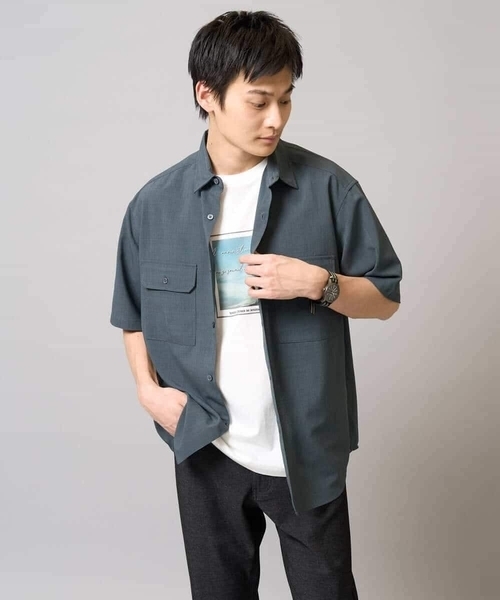 a.v.v（アーヴェヴェ）の「【速乾/イージーケア】Wポケットシャツ【夏リライト】（シャツ/ブラウス・メンズ・チャコールグレー/ネイビー/カーキ・50/48/46）」の13枚目の写真