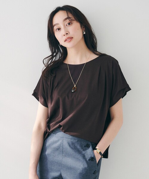 セール】【洗える】タック入りフレンチスリーブプルオーバー（T