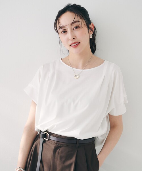 【洗える】タック入りフレンチスリーブプルオーバー セール】【洗える】タック入りフレンチスリーブプルオーバー（T
