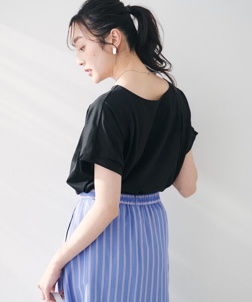 セール】【洗える】タック入りフレンチスリーブプルオーバー（T