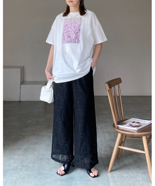 She's Closet（シーズクローゼット）の「セミワイドブロックレースロングパンツ（その他パンツ・レディース・アイボリー/ブラック/ブラウン・FREE）」の9枚目の写真