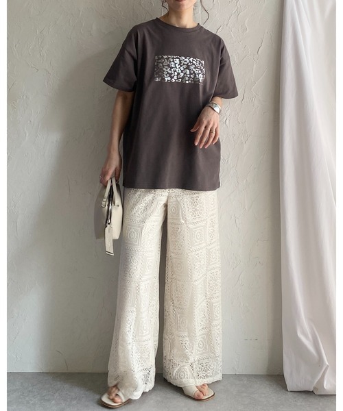 She's Closet（シーズクローゼット）の「セミワイドブロックレースロングパンツ（その他パンツ・レディース・アイボリー/ブラック/ブラウン・FREE）」の15枚目の写真