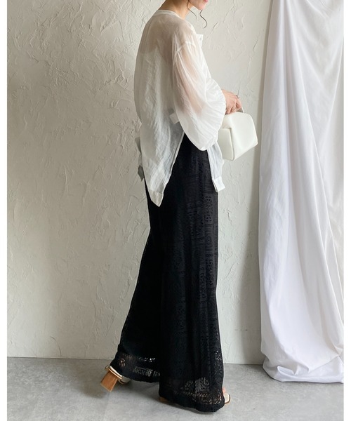 She's Closet（シーズクローゼット）の「セミワイドブロックレースロングパンツ（その他パンツ・レディース・アイボリー/ブラック/ブラウン・FREE）」の19枚目の写真
