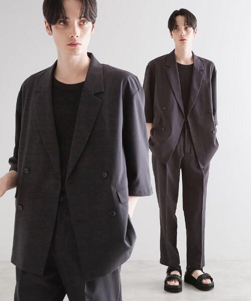 グレー ストライプ テーラードジャケットとパンツ セット　タケオキクチ　TK Stadt cloth ワイドストレートスラックス（セットアップ対応