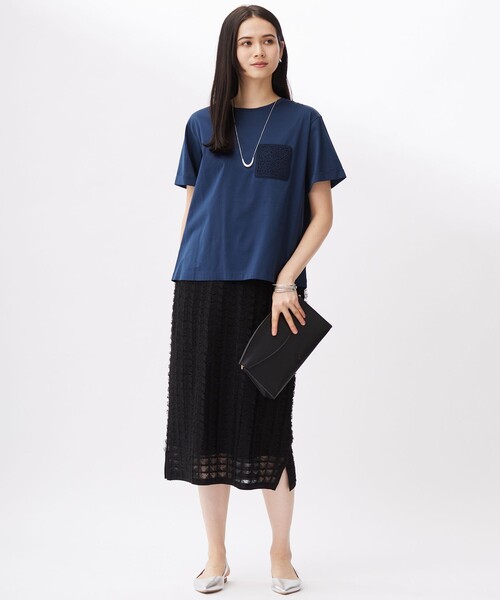 自由区(ジユウク)の「クロッシェポケット Tシャツ(Tシャツ/カットソー・レディース・ブラック系/ダルブルー系/アイボリー系・44/46)」の10枚目の写真
