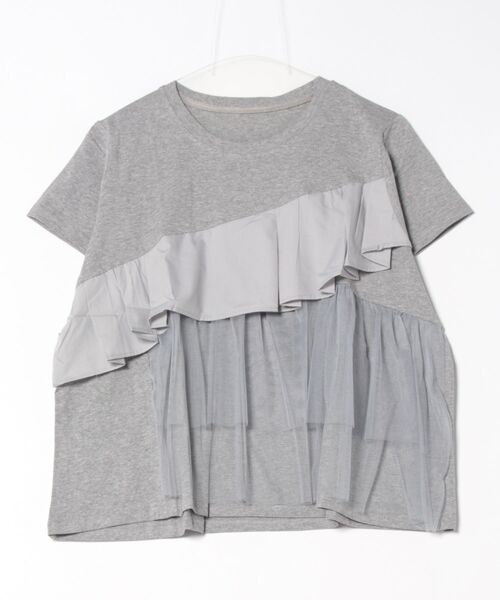 Lace Ladies(レースレディース)の「異素材 タックフリル チュール ドッキング 半袖 Tシャツ(Tシャツ/カットソー・レディース・ホワイト/グレー/ブラック・FREE)」の14枚目の写真