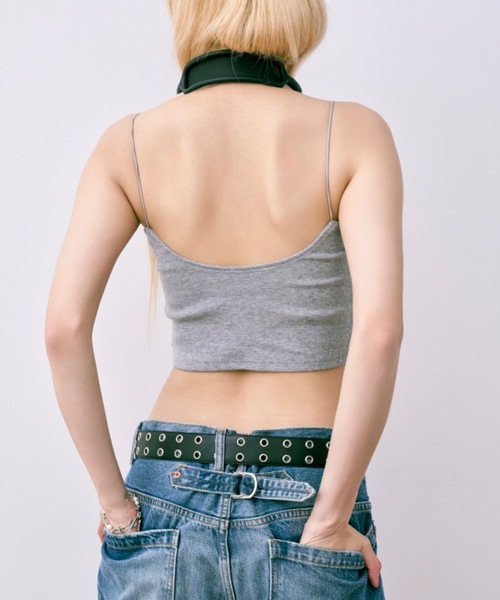 DTYYPE(ドタイプ)の「カップ付きバックオープンクロップキャミソール(キャミソール・レディース・ホワイト/グレー/ブラック・FREE)」の6枚目の写真