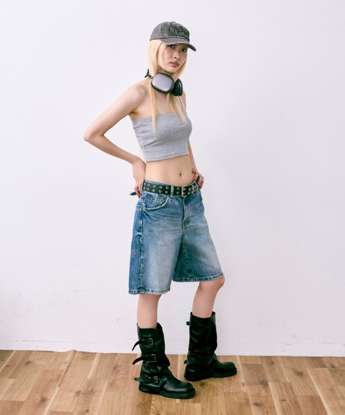 DTYYPE(ドタイプ)の「カップ付きバックオープンクロップキャミソール(キャミソール・レディース・ホワイト/グレー/ブラック・FREE)」の7枚目の写真