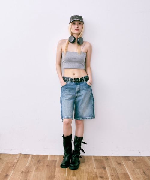 DTYYPE(ドタイプ)の「カップ付きバックオープンクロップキャミソール(キャミソール・レディース・ホワイト/グレー/ブラック・FREE)」の8枚目の写真