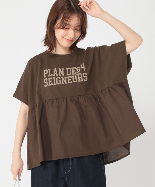 studio CLIP(スタディオクリップ)の「異素材ドッキングロゴTシャツ(Tシャツ/カットソー・レディース・ネイビー/ブラウン/カーキ・FREE)」の12枚目の写真