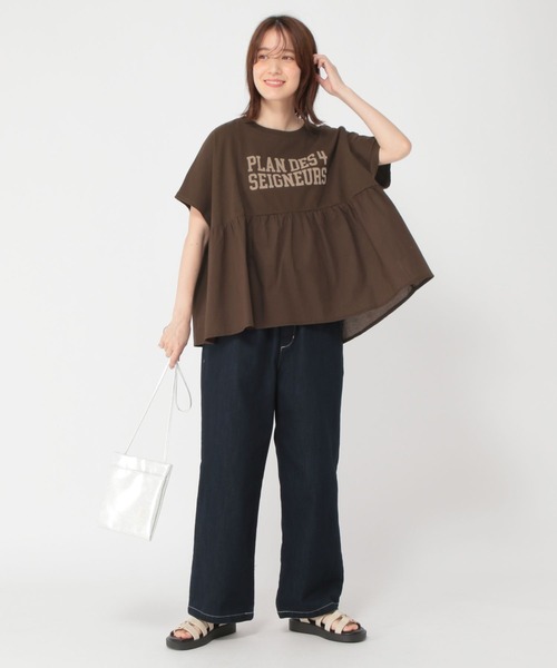 studio CLIP(スタディオクリップ)の「異素材ドッキングロゴTシャツ(Tシャツ/カットソー・レディース・ネイビー/ブラウン/カーキ・FREE)」の14枚目の写真