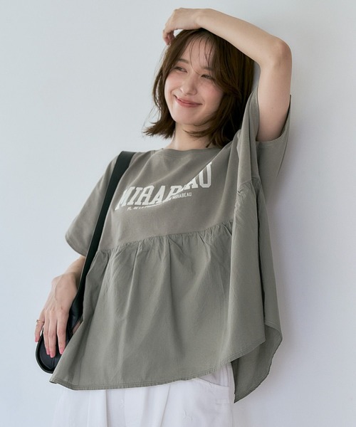 studio CLIP(スタディオクリップ)の「異素材ドッキングロゴTシャツ(Tシャツ/カットソー・レディース・ネイビー/ブラウン/カーキ・FREE)」の16枚目の写真