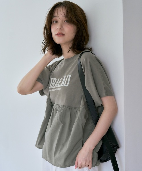 studio CLIP(スタディオクリップ)の「異素材ドッキングロゴTシャツ(Tシャツ/カットソー・レディース・ネイビー/ブラウン/カーキ・FREE)」の17枚目の写真