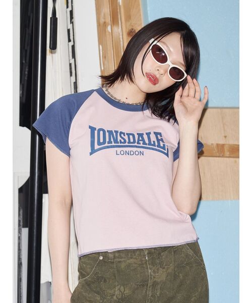 jouetie(ジュエティ)の「【LONSDALE×jouetie】ラグランTシャツ(Tシャツ/カットソー・レディース・ブラック/オフホワイト/ピンク・MEDIUM)」の3枚目の写真