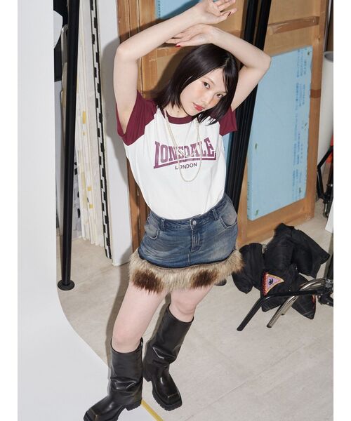 jouetie(ジュエティ)の「【LONSDALE×jouetie】ラグランTシャツ(Tシャツ/カットソー・レディース・ブラック/オフホワイト/ピンク・MEDIUM)」の7枚目の写真