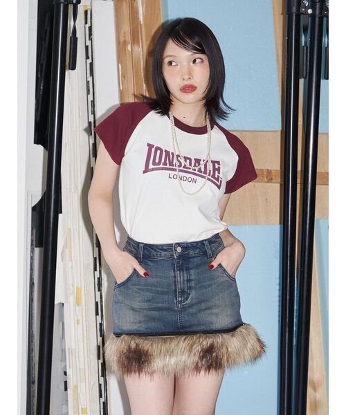 jouetie(ジュエティ)の「【LONSDALE×jouetie】ラグランTシャツ(Tシャツ/カットソー・レディース・ブラック/オフホワイト/ピンク・MEDIUM)」の8枚目の写真